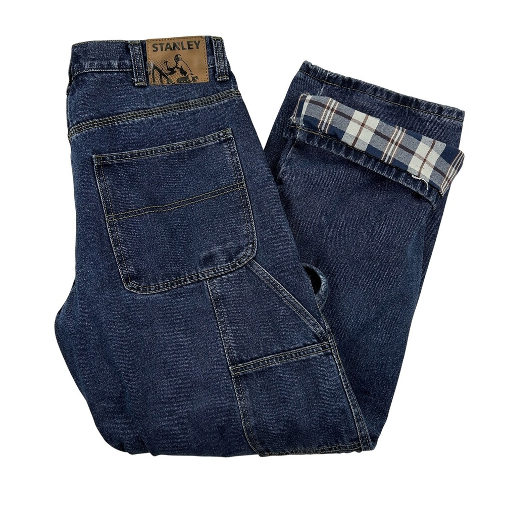 Stanley Jeans Mens 32x31 Flannel Lined Work Relaxed Fit Carpenter Denim Pants